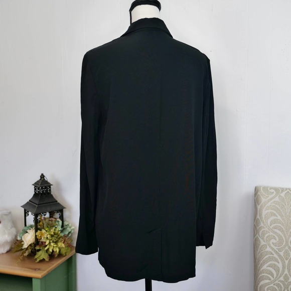 Eileen Fisher Petite Black Tencel Blazer Jacket Sz PS Double Button Notch Collar - Picture 2 of 7
